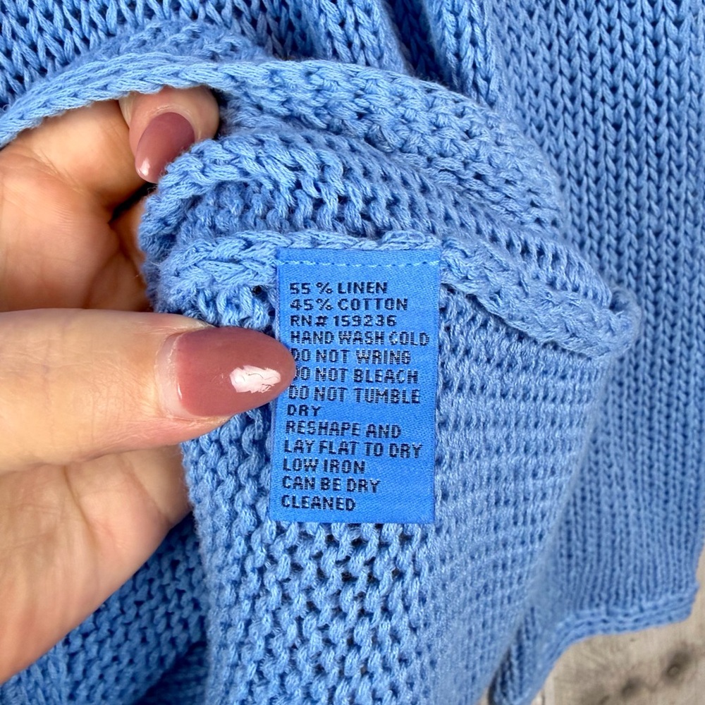 J. McLaughlin Pure Linen Cotton Sweater in Cornflower Blue Size Small. - Picture 5 of 8